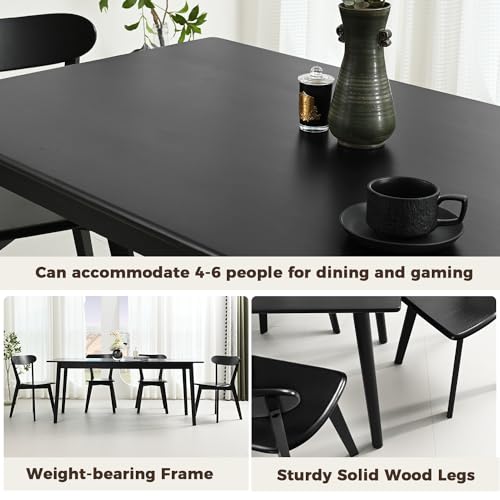 DELAVIN 29.5" Solid Wood Dining Table, Modern Small Dining Table, Square Farmhouse Kitchen Table, Cafe Table for Living Room Dining Room, Easy Assembly, Walnut