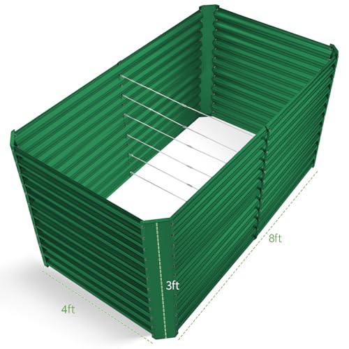 Land Guard 8x4x3ft Rectangular Galvanized Raised Garden Beds, 36" Tall Large-Capacity Metal Planter Box Outdoor, Durable Deep Raised Garden Bed, Raised Beds for Gardening Vegetables, Classic Silver