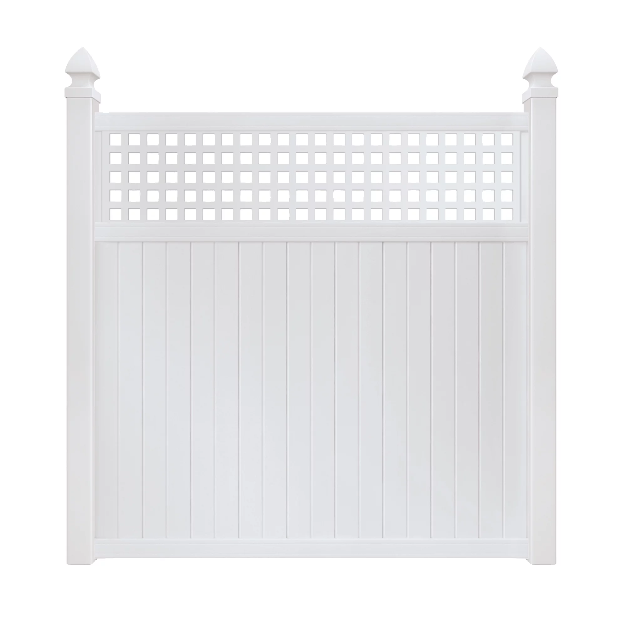 Outdoor Essentials Lewiston 6 ft. x 6 ft. White Vinyl Lattice Top Fence Panel