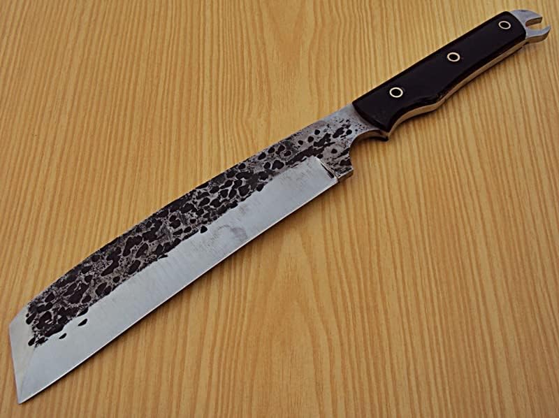 REG-Q-540- Custom Handmade Hi Carbon Steel(1095) Full Tang 13.3 Inches Nakiri Knife.