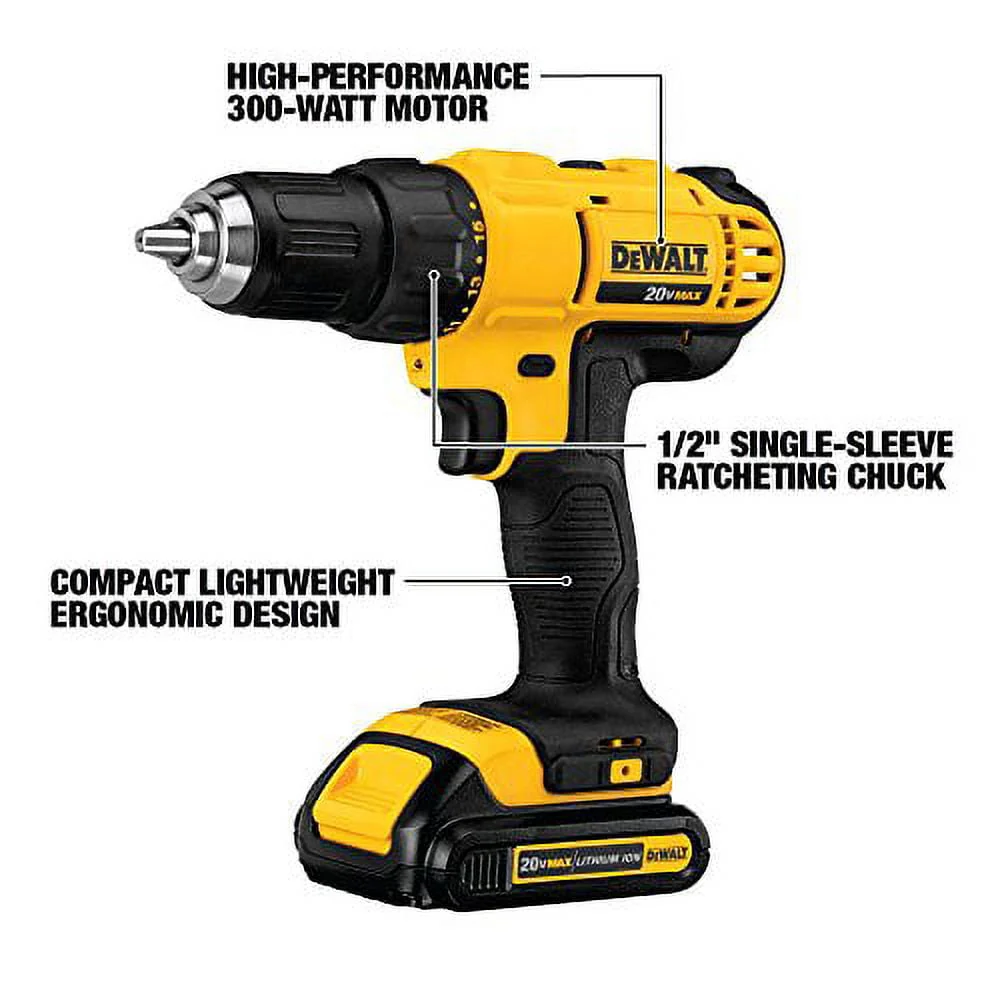 DeWALT庐 20V MAX Cordless Drill Driver/Impact Driver Combo Kit 1.3 Ah Lithium Ion
