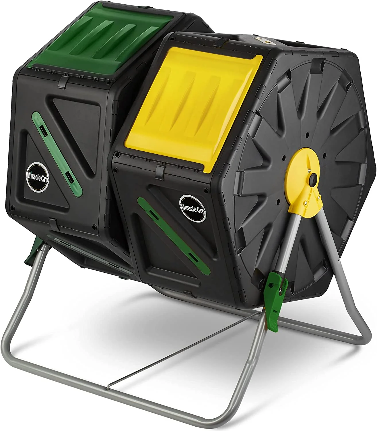 Dual Chamber Compost Tumbler – Easy-Turn, Fast-Working System – All-Season, Heavy-Duty, High Volume Composter with 2 Sliding Doors - (2 – 18.5gallon /70 Liter) - Curated Treasures Market