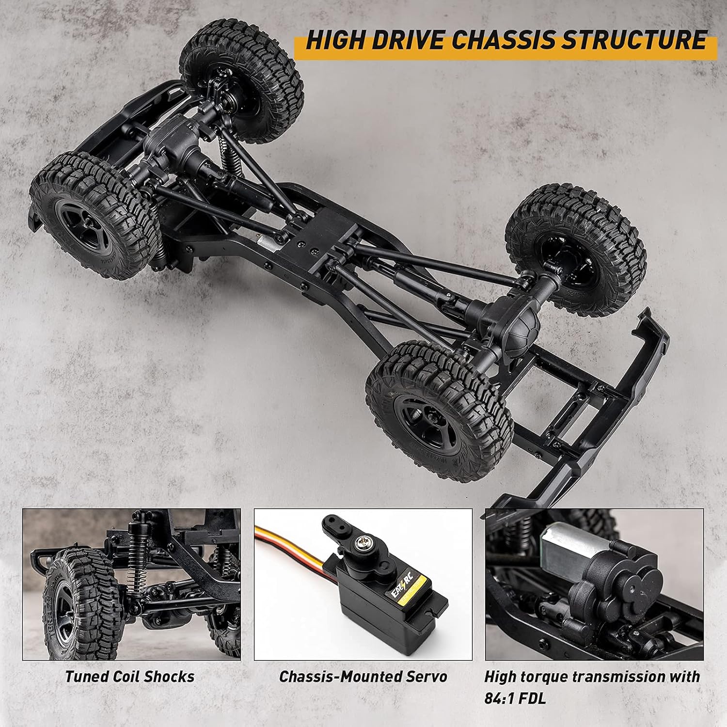 WOWRC x RocHobby RC Crawler,1/18 Scale RC Rock Crawler 4x4, RTR Off Road RC Truck Cars for Adults, Waterproof All Terrain RC Crawler Kit with Battery Charger, Fire Horse