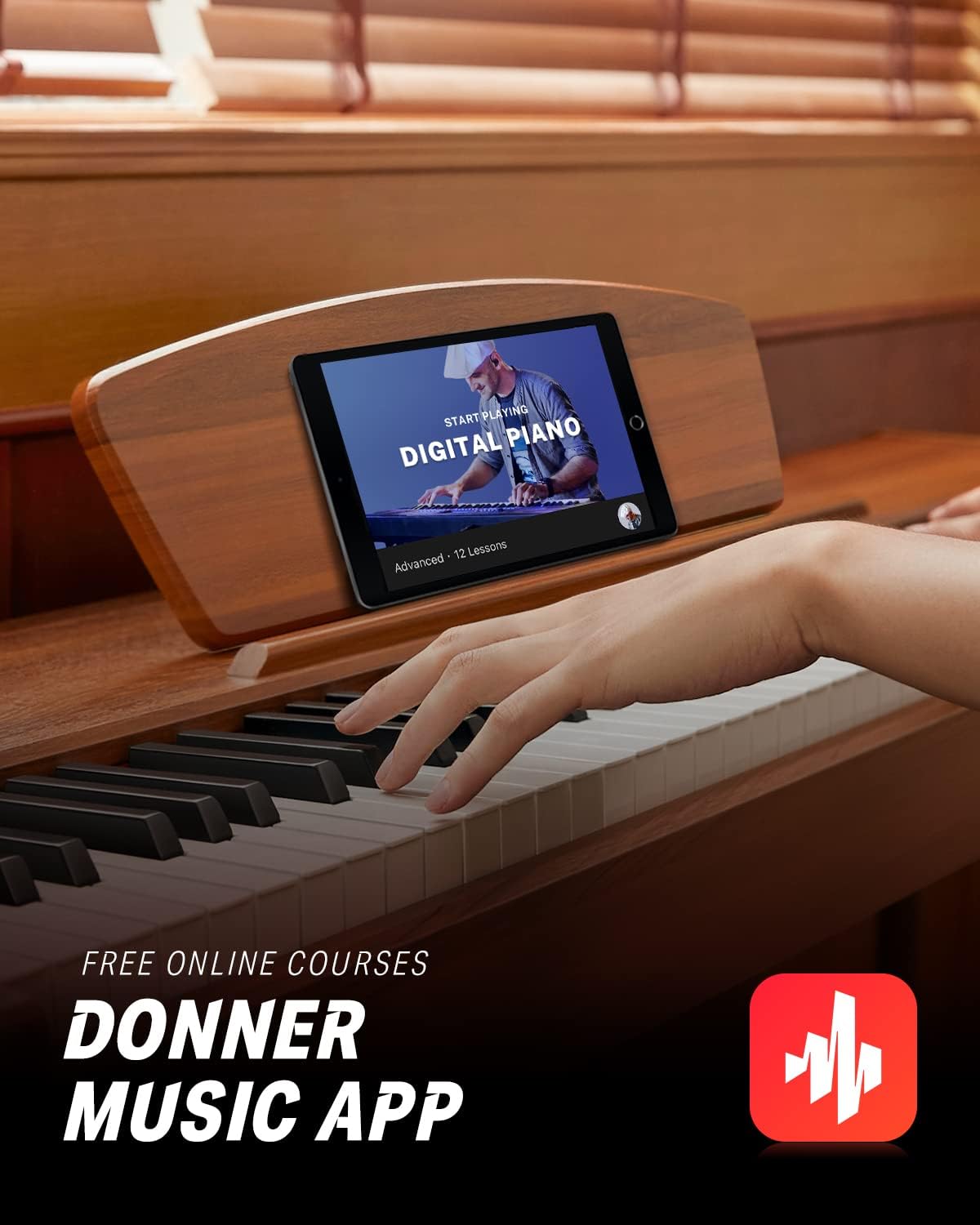 Donner DDP-80 88 Key Weighted Keyboard Piano, Beginner Digital Piano Full Size Electric Keyboard with Stand, Power Adapter, Triple Pedal and MIDI Connecting