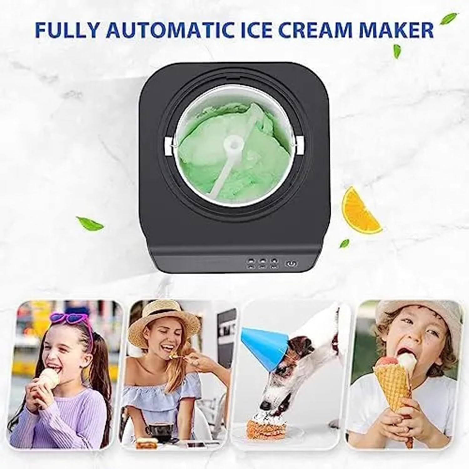 Ice Cream Maker Fully Automatic Ice Cream Maker with Built-in Compressor,Fruit Yogurt Machine Pre-freezing is No Needed,Removable Ice Cream Bowl Table Top Ice Cream Machine，Fun Kitchen Appliance
