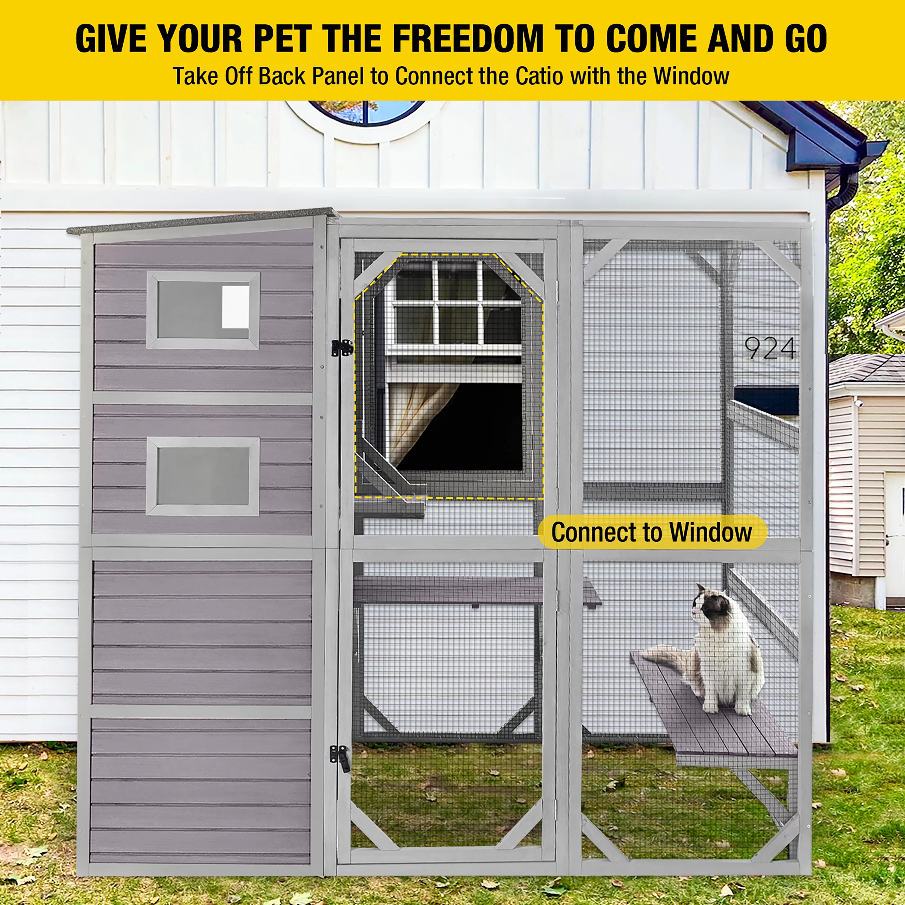 Morgete 70''H Large Catio 4 Tiers Outdoor Cat House Walk-in Enclosures Cat Cage