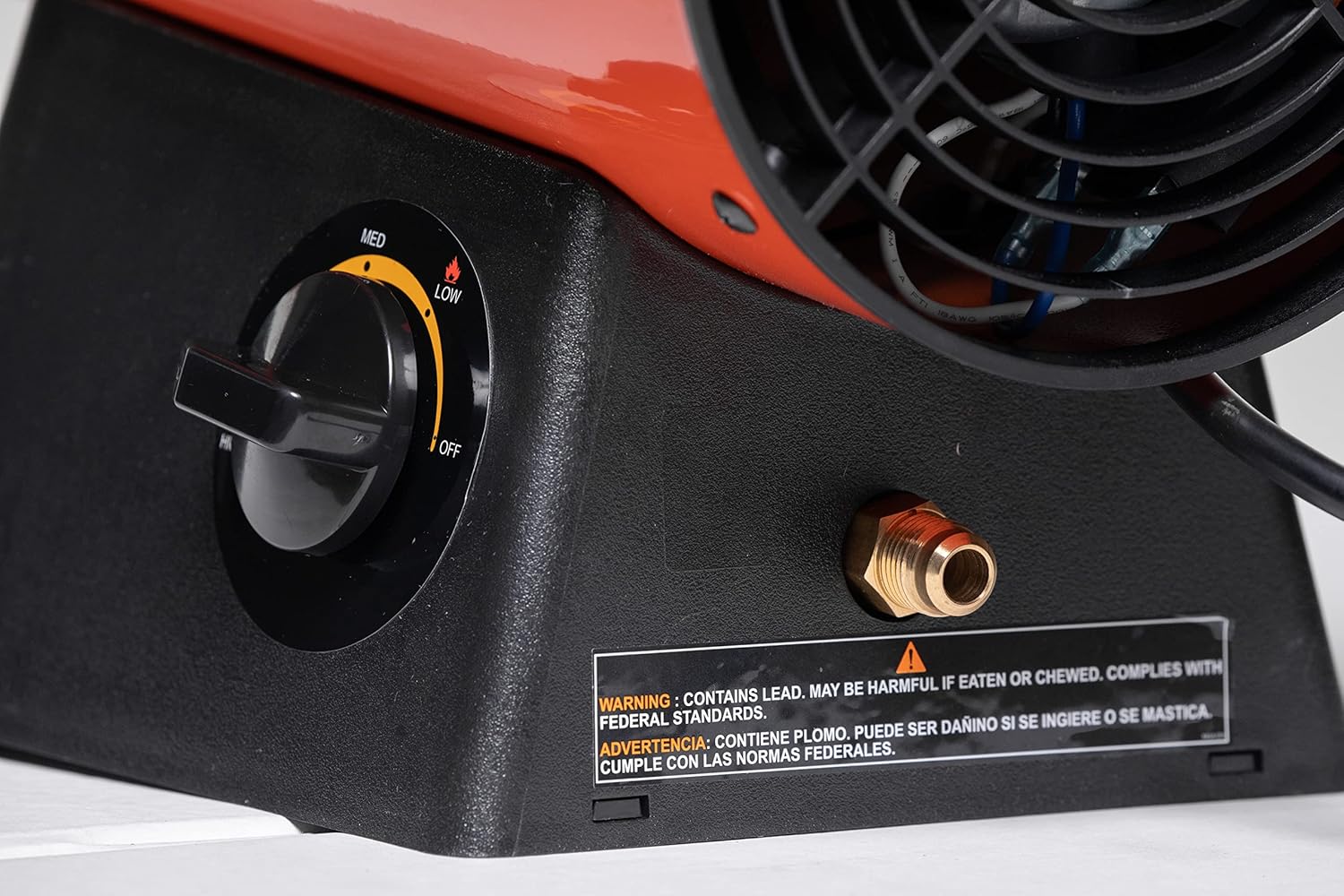 HF60G Portable Home, Jobsite, Construction Site Forced Air Liquid Propane Salamander Torpedo Space Heater with Variable Temperature Control, 60,000 BTU, orange, Small