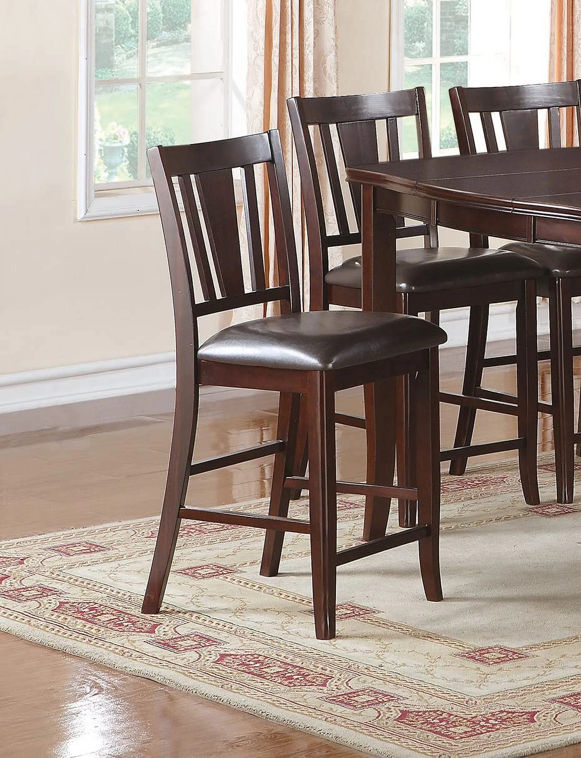 Perfect Contemporary Counter Height Dining 6pc Set Table w Butterfly Leaf 4X Chairs A Bench Brown Finish Rubberwood Chairs Cushions Kitchen Dining Room Furniture