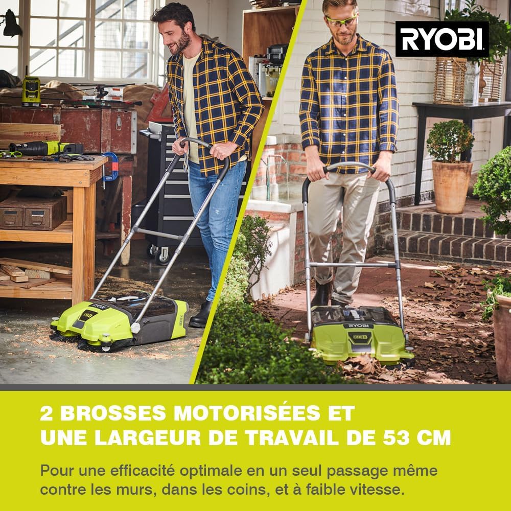 Ryobi R18SW3-0 18V ONE+ Cordless Debris Sweeper (Body Only), 18 V, Green