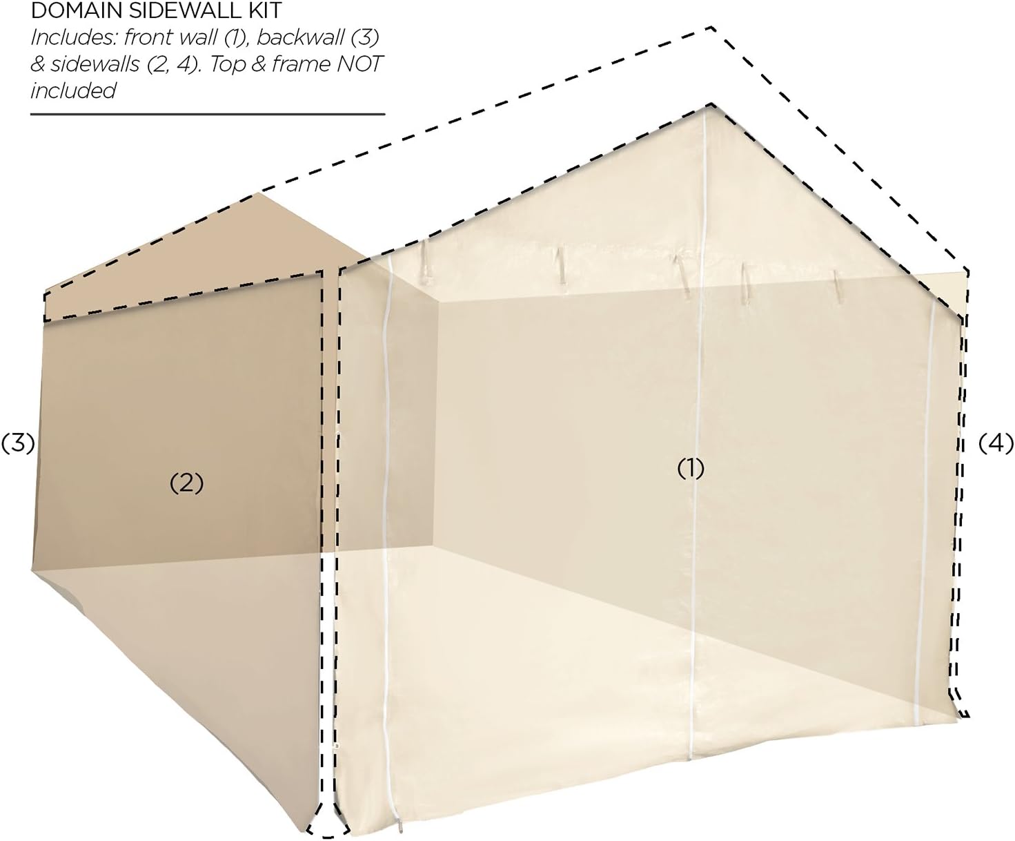 Caravan Canopy 12000211010 Side Wall Kit for Domain Carport, White (Top and Frame Not Included)