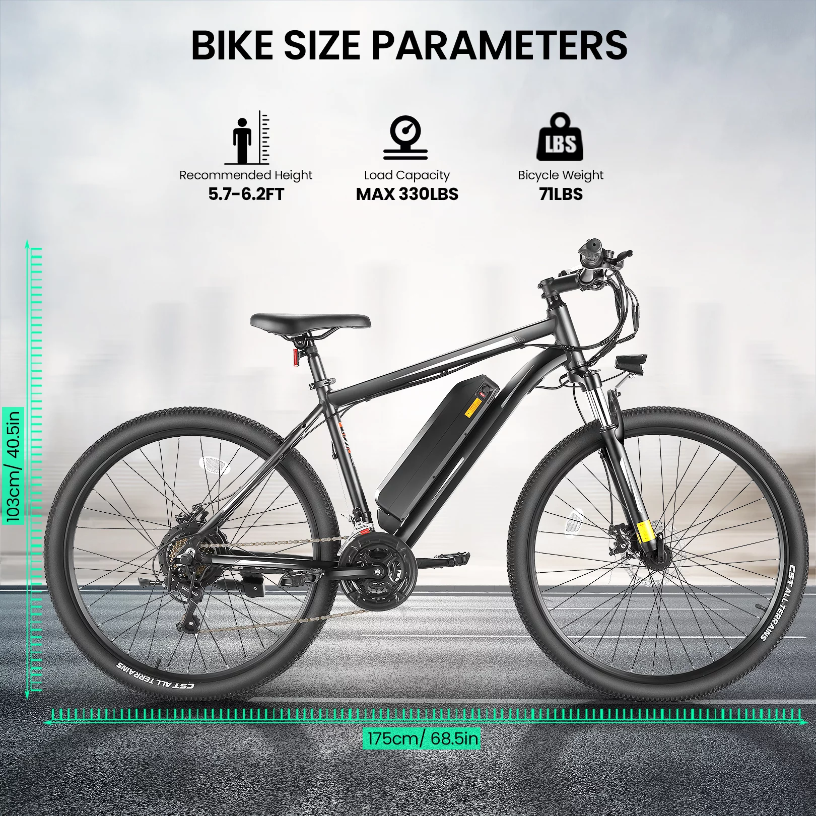 VIBESPARK 27.5" Electric Bike for Adults 500W Mountain Bike 19.8MPH Adult Electric Bicycles Electric Commuter Bike with Removable Battery Shimano 21 Speed Ebike