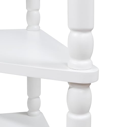 Knocbel Corner Table for Small Spaces, Triangle Side Table TV Stand with Small Drawer and Storage Shelves, Easy Assembly (Milk White)