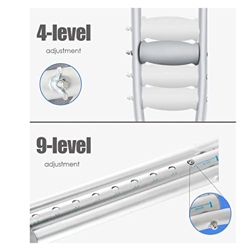Adult Armpit Crutches Adjustable Height Built-in Spring Shock-Absorbing Adult Stainless Steel Crutches Comfortable Crutches
