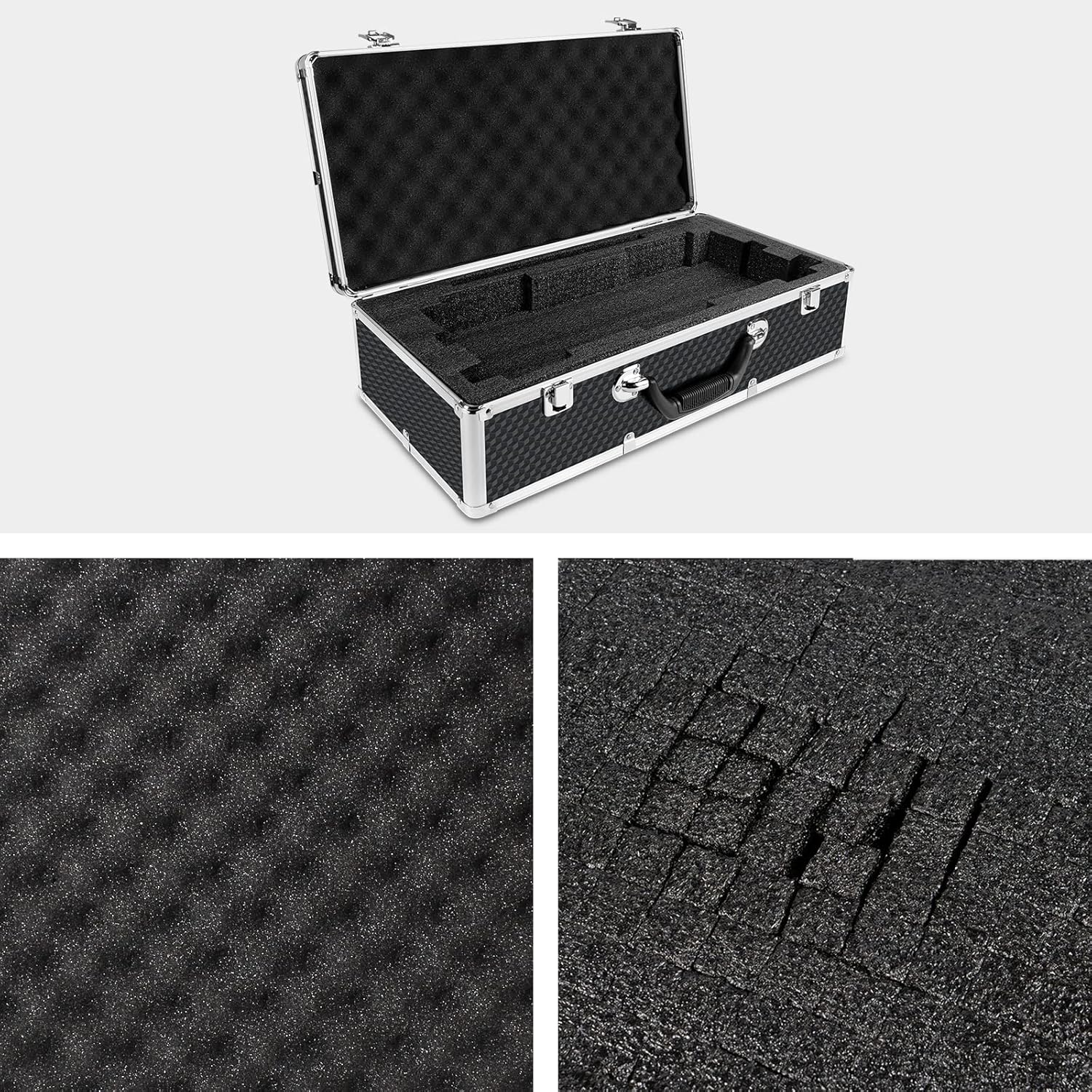 Phenyx Pro Large Size Carrying Case, Customizable Pre-Diced Foam, Aluminum Alloy Sturdy Build, Ideal for Wireless Mic System Storage & Camera Gear Transportation Pack of 2