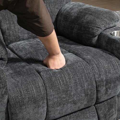 Large Power Lift Recliner Chair with Massage and Heat for Elderly Big People, Overstuffed Wide Recliners, Heavy Duty Motion Mechanism with USB and Type C Ports, 2 Steel Cup Holders, Grey