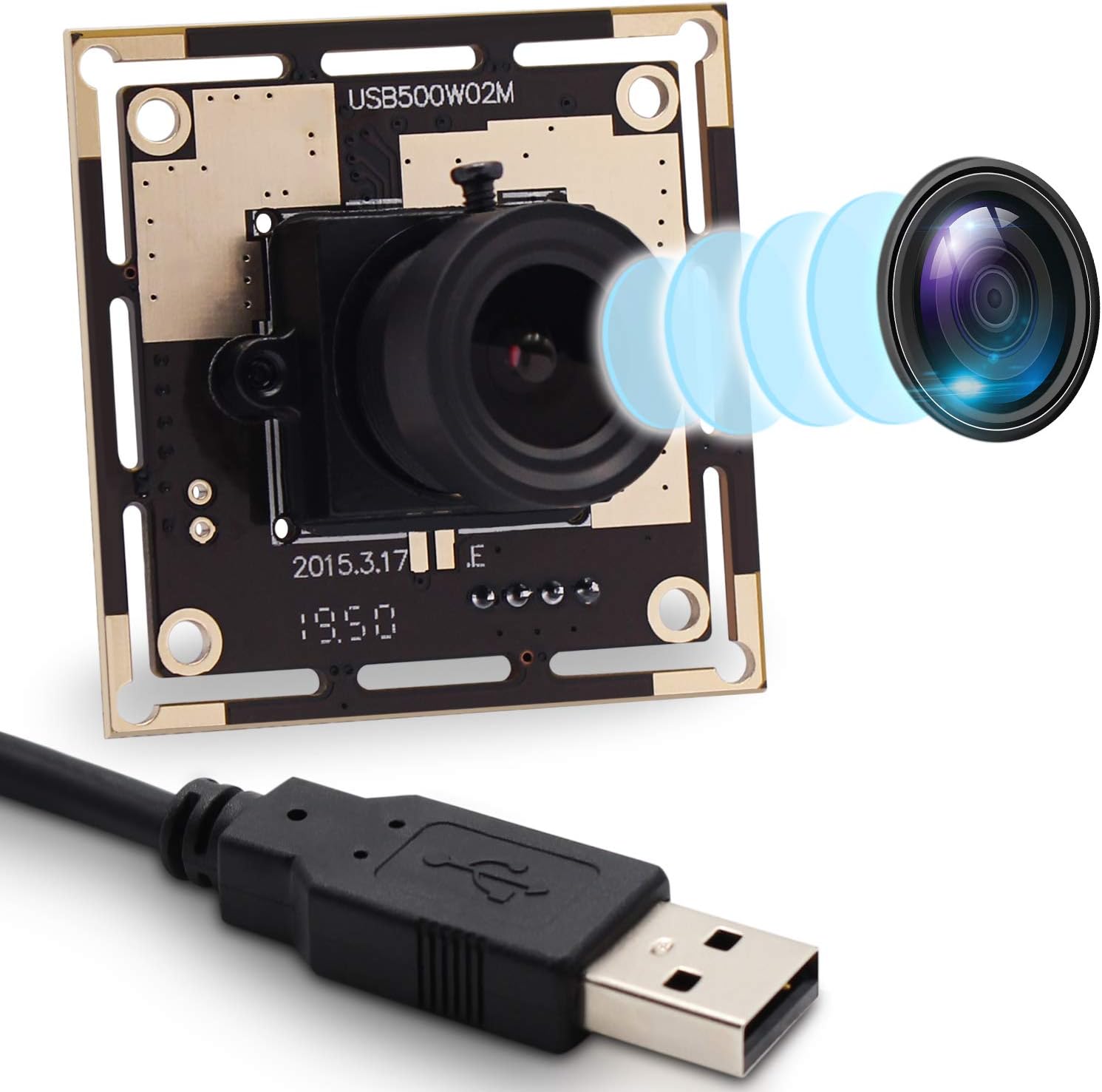 Autofocus 5 Megapixel USB Camera Module with 170 Degree Fisheye Lens HD 2592X1944 USB Webcamera with CMOS OV5640 Sensor USB with Camera,Mini Webcam for Windows Mac Andriod Linux,Plug&Play