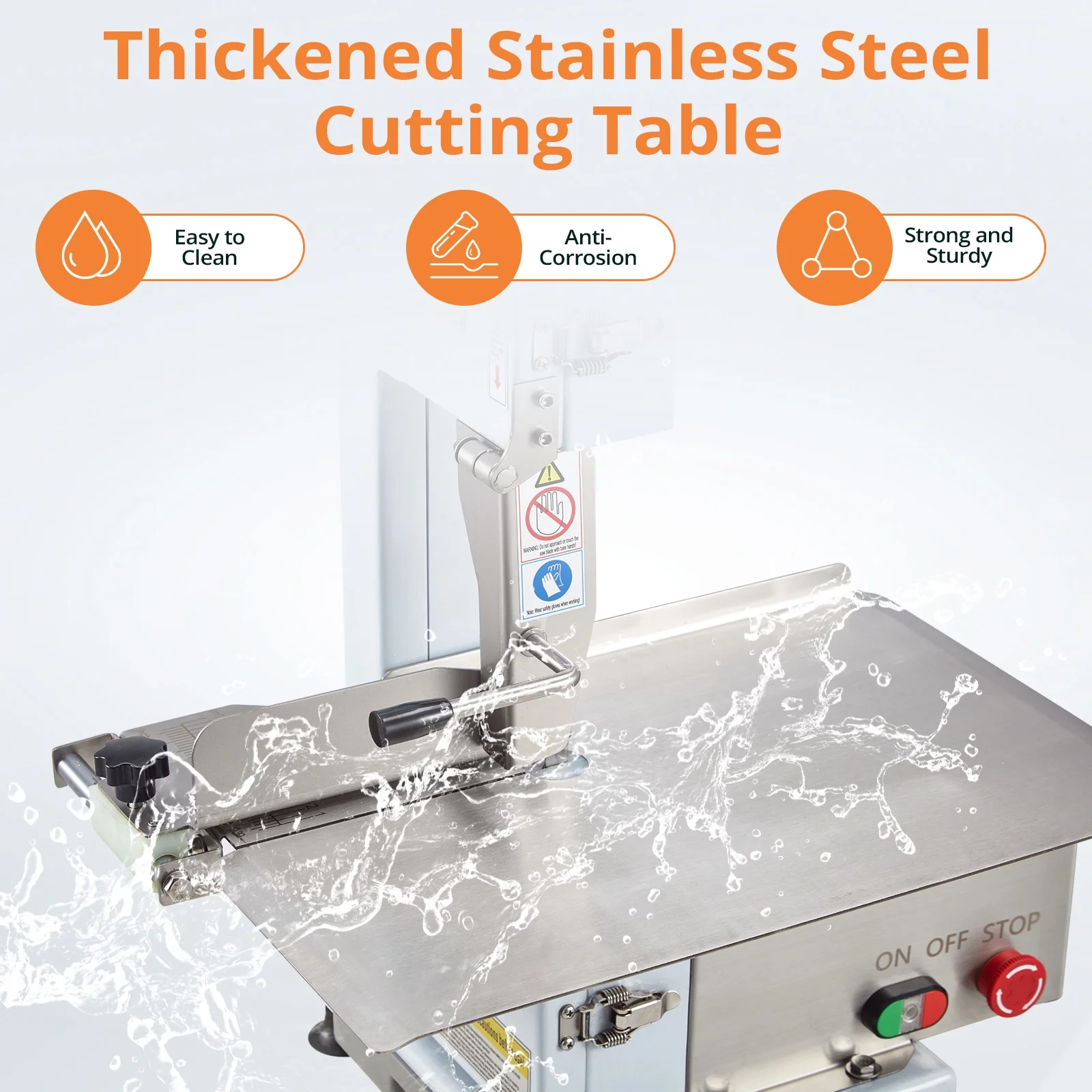 Homhougo—750W Electric Bone Saw Meat Cutting Machine,Commercial Bone Cutting Machine,Stainless Steel Blade Bone Cutting Machine,Butcher Band Saw Table Thickness 0-8.3 Inches Fish, Pig, Beef
