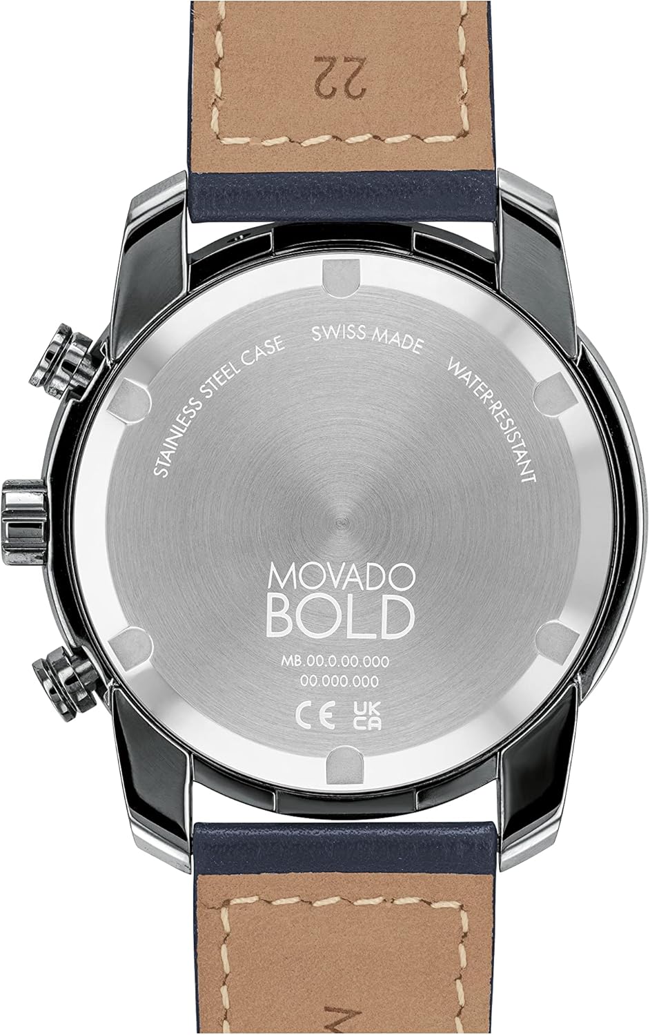 Movado Men's 3600909 Bold Verso Swiss Quartz Grey Ion-Plated Stainless Steel and Leather Strap Watch, Color: Navy