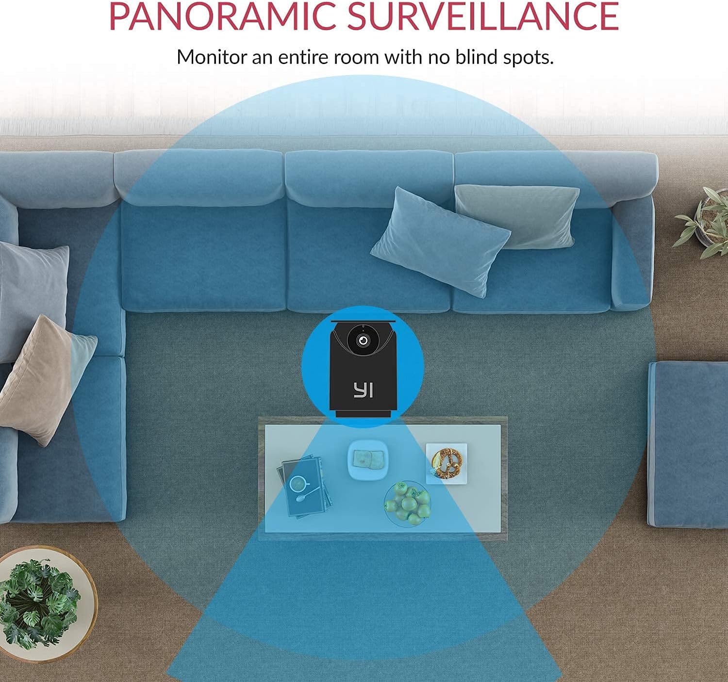 YI Camera for Home Security Indoor 2K, WiFi Bedroom Surveillance Camera 360-degree with Night Vision, Human Detection, 2-Way Audio, Phone App, Compatible with Alexa and Google Assistant, 2pc