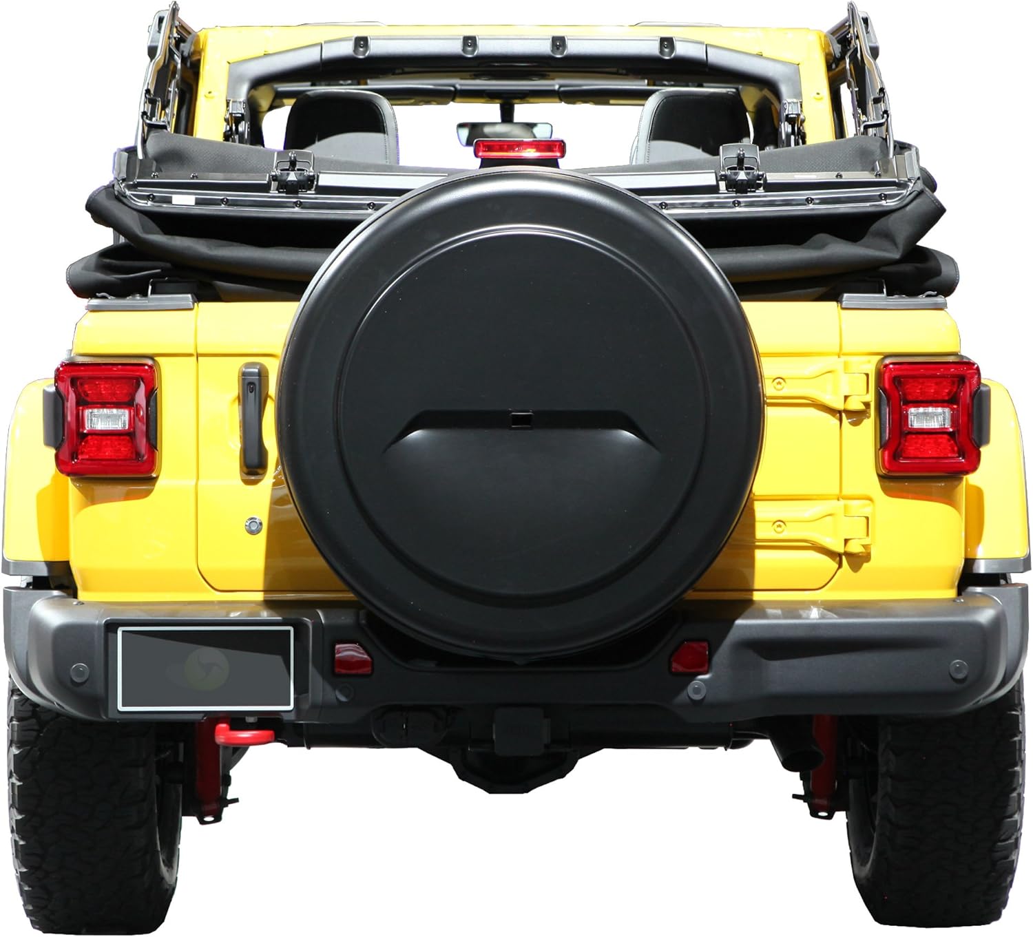 Boomerang - 32" Black-Textured Rigid JL Tire Cover (Plastic Face & Vinyl Band) for Jeep Wrangler JL (with Back-up Camera) - (2018-2021)