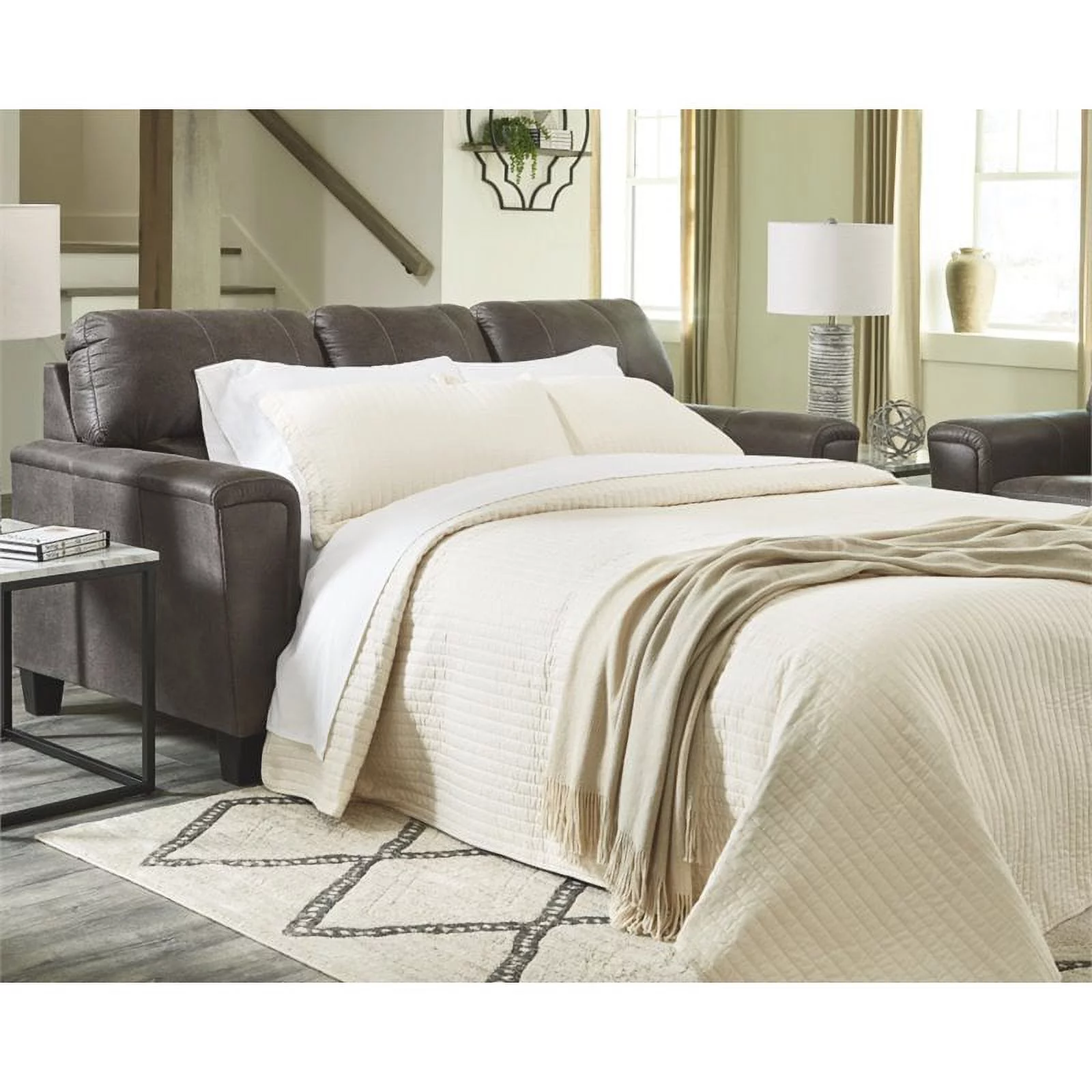 Signature Design by Ashley Navi Queen Sleeper Sofa in Smoke