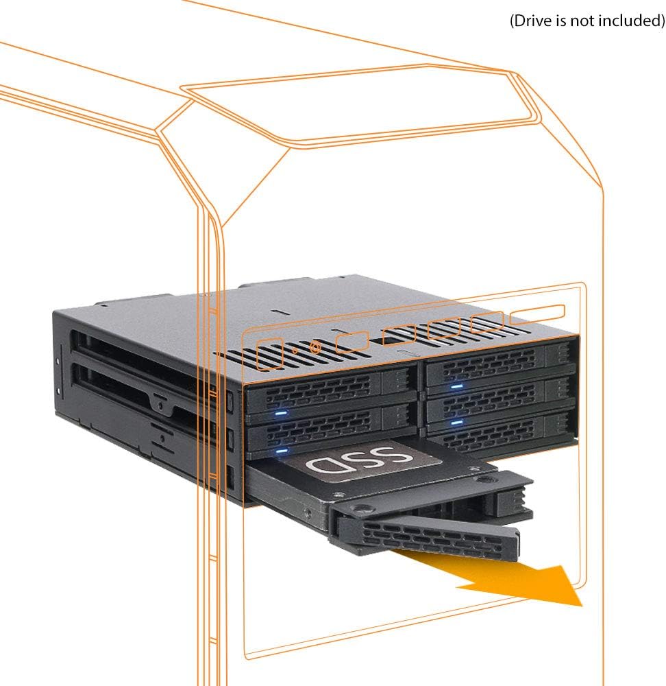 ICY DOCK 6 x 2.5” SATA HDD / SSD Hot Swap Cage for External 5.25” Bay | ExpressCage MB326SP-B