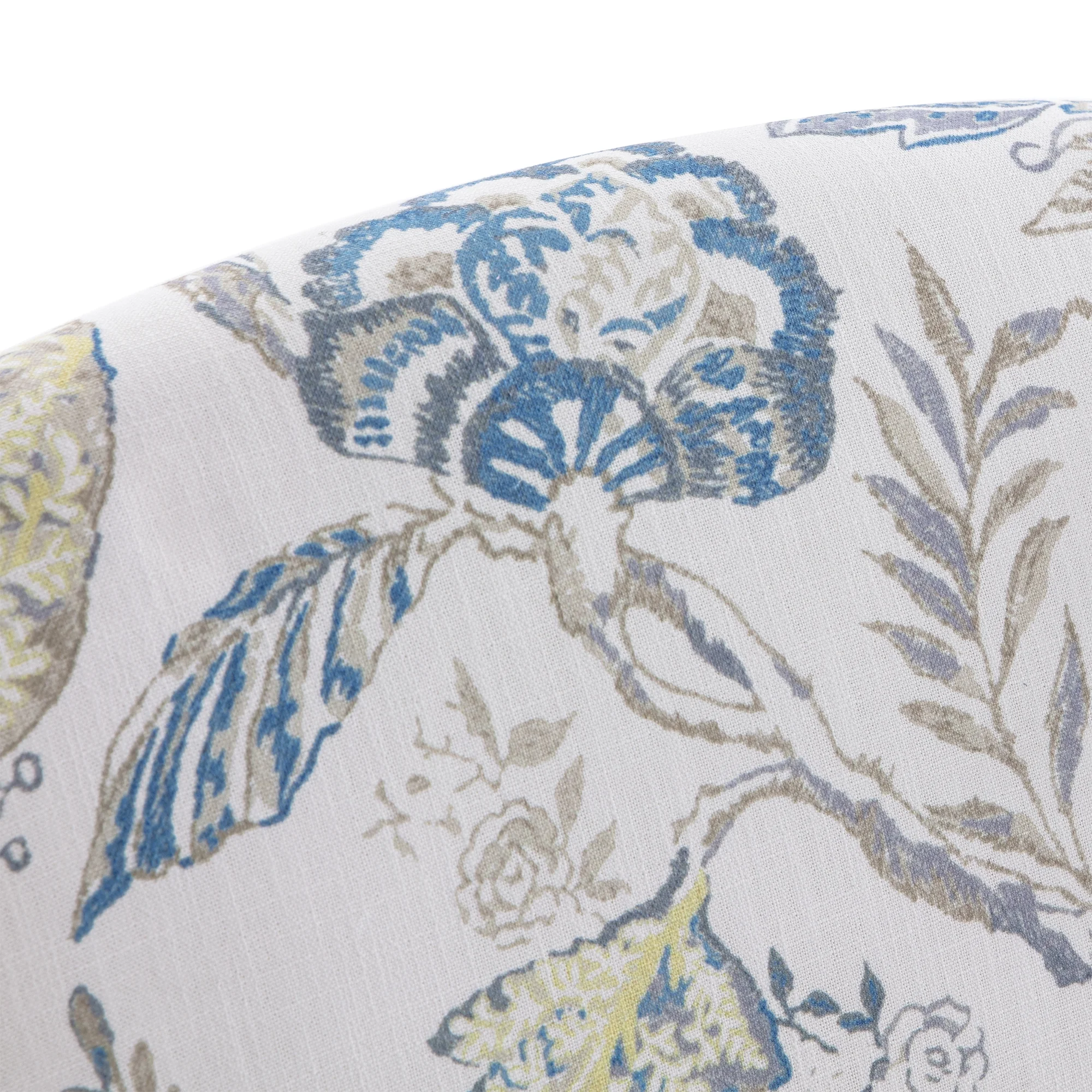 HUIMO Wingback Accent Chair, Upholstered Mid Century Modern Armchair with Solid Wood Legs, Fabric Linen Leisure Single Sofa Chair for Living Room, Bedroom, Comfy Reading Chair, Blue Floral Print