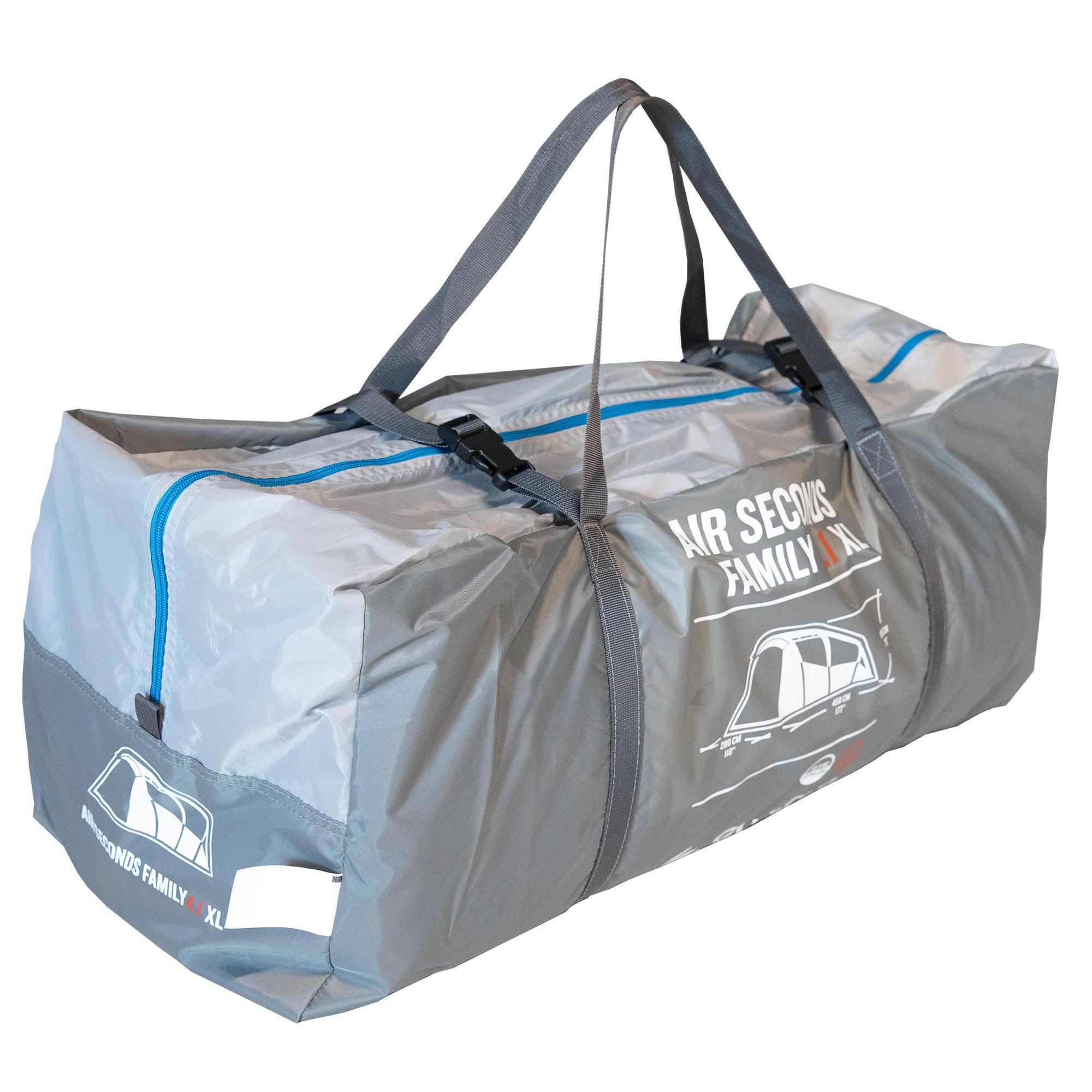 Quechua Camping Tent Air Seconds 4.1 Fresh u0026 Black Inflatable | 4 Persons 1 Bedroom in Storm Gray, Size All Other States