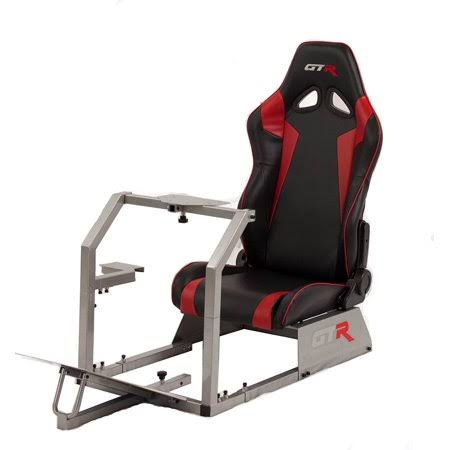 GTR Simulator GTA Model Silver Frame with Black/Red Real Racing SEAT, Driving Simulator Cockpit Gaming Chair with Gear Mount