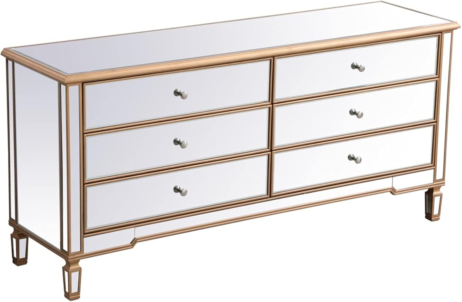 Contempo 72 in. Mirrored Chest in Antique Gold