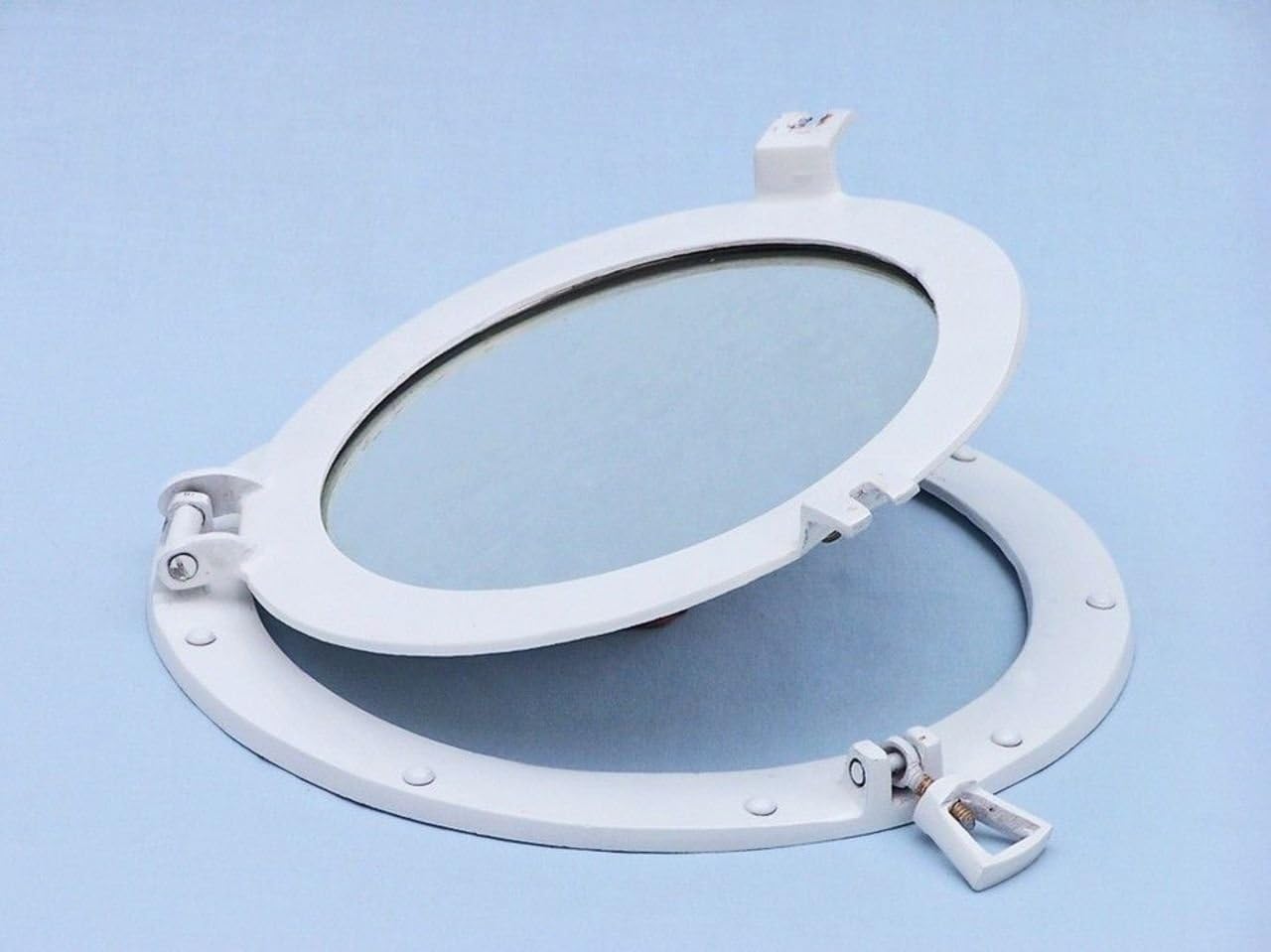 Hampton Nautical MC-1964-15White-W Brass Ship Porthole Window 15-White Nautical Home Decoration