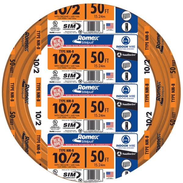 Southwire Romex SIMpull NM-B 10/2 Indoor Wire with Ground 28829022