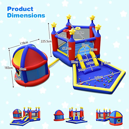 BOUNTECH Inflatable Bounce House, Bouncy House for Kids 5-12 Indoor Outdoor Family Fun w/Playhouse, Basketball Hoops, Ball Pit Pool, Portable Backyard Bouncer for Toddler Birthday Party Gifts