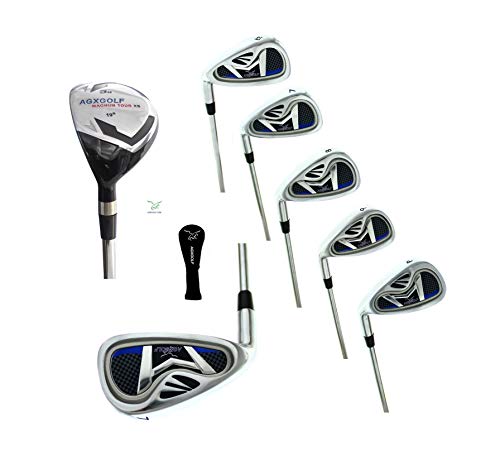 AGXGOLF Men's Senior Left Hand Magnum XLT Complete Golf Club Set 460cc Driver, Fairway Wood, 3 Hybrid Iron 6-9 Irons + PW + Putter + Built in The USA ! Cadet, Regular or Tall Lengths