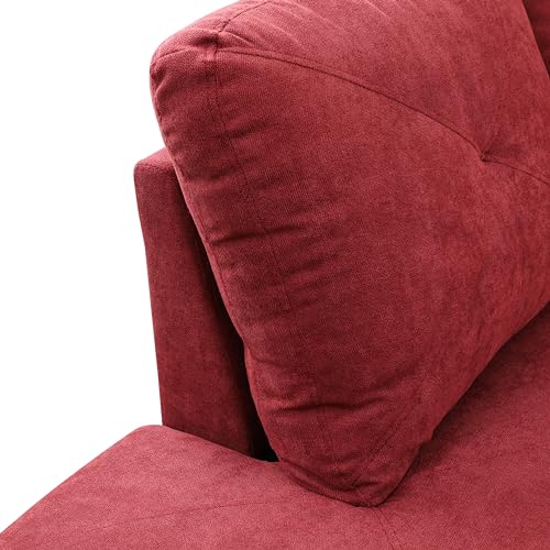 Red Flannelette 3-Piece Living Room Sofa Set (C+S)