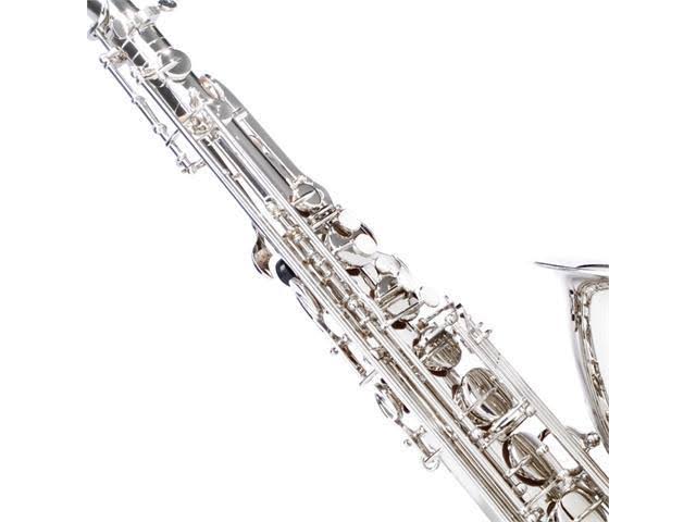 Mendini by Cecilio MTS-N+92D Nickel Plated B Flat Tenor Saxophone with Tuner, Case, Mouthpiece, 10 Reeds and More
