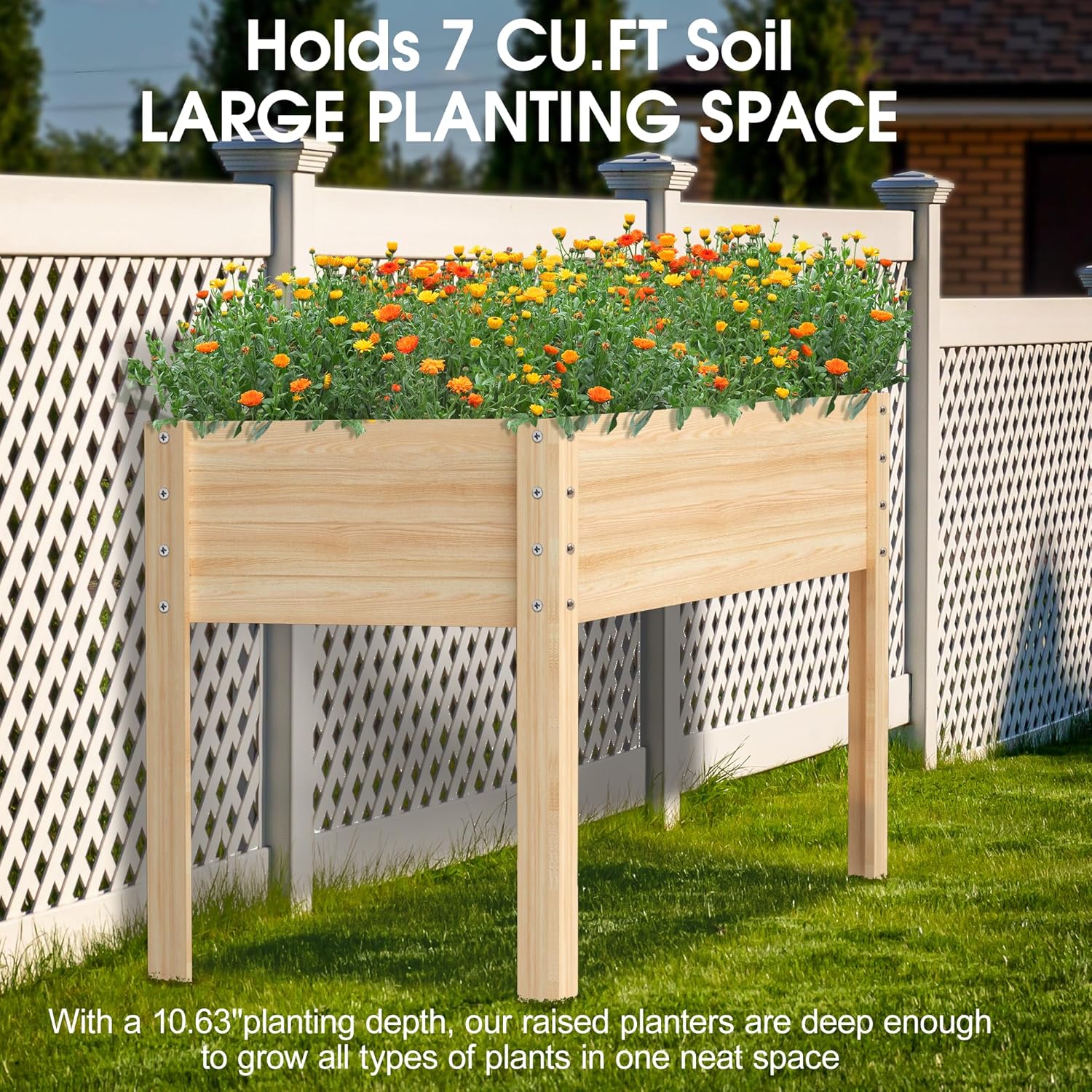 Outdoors Potting Benches Table+Wooden Raised Garden Bed with Legs