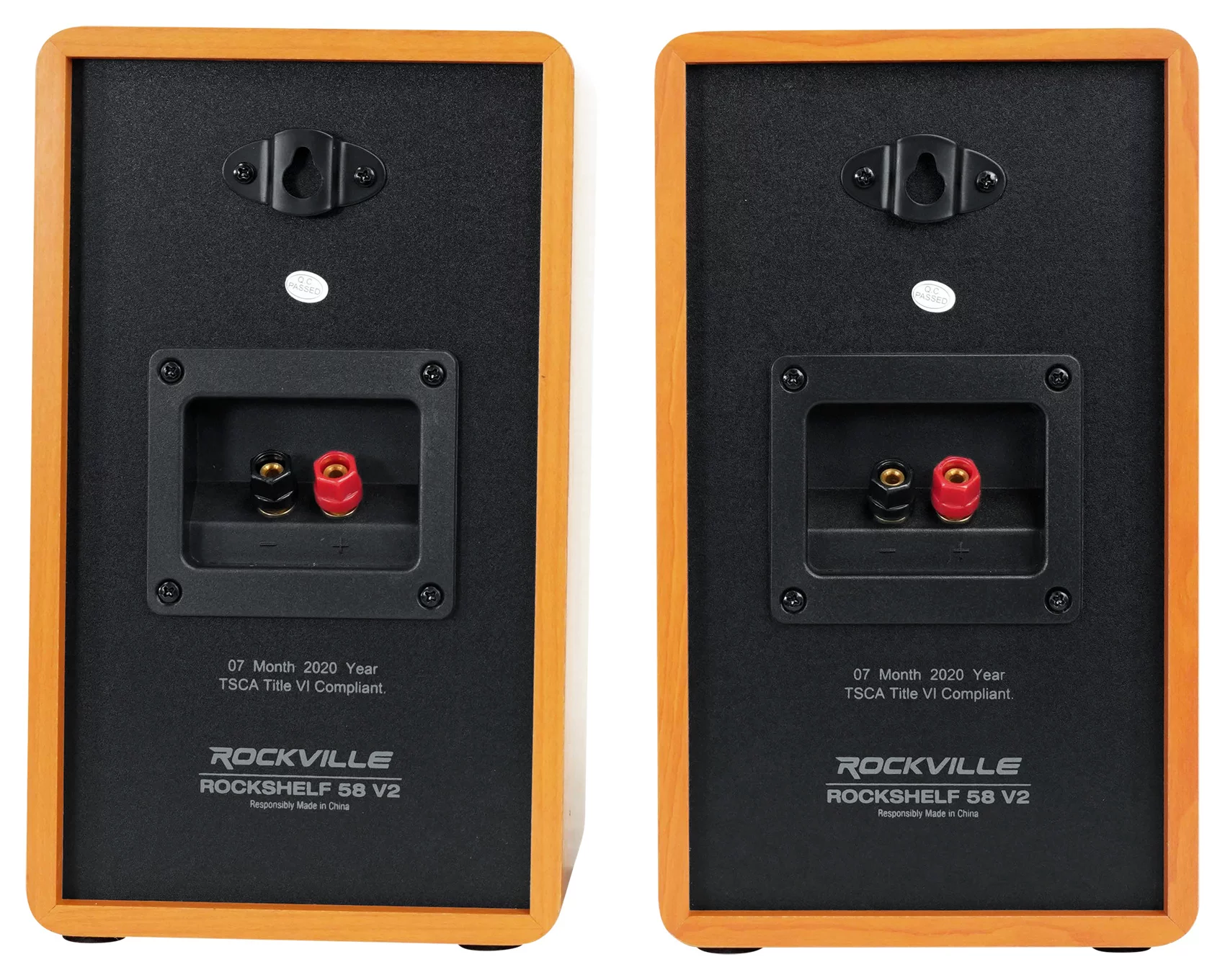 Rockville RPA60BT Receiver+(2) 5.25" Wood Bookshelf Speakers+36" Wood Stands + Rockville R14GSBR100 Red/Blk 14 Gauge 100' Ft. Mini Spool Car Audio Speaker Wire