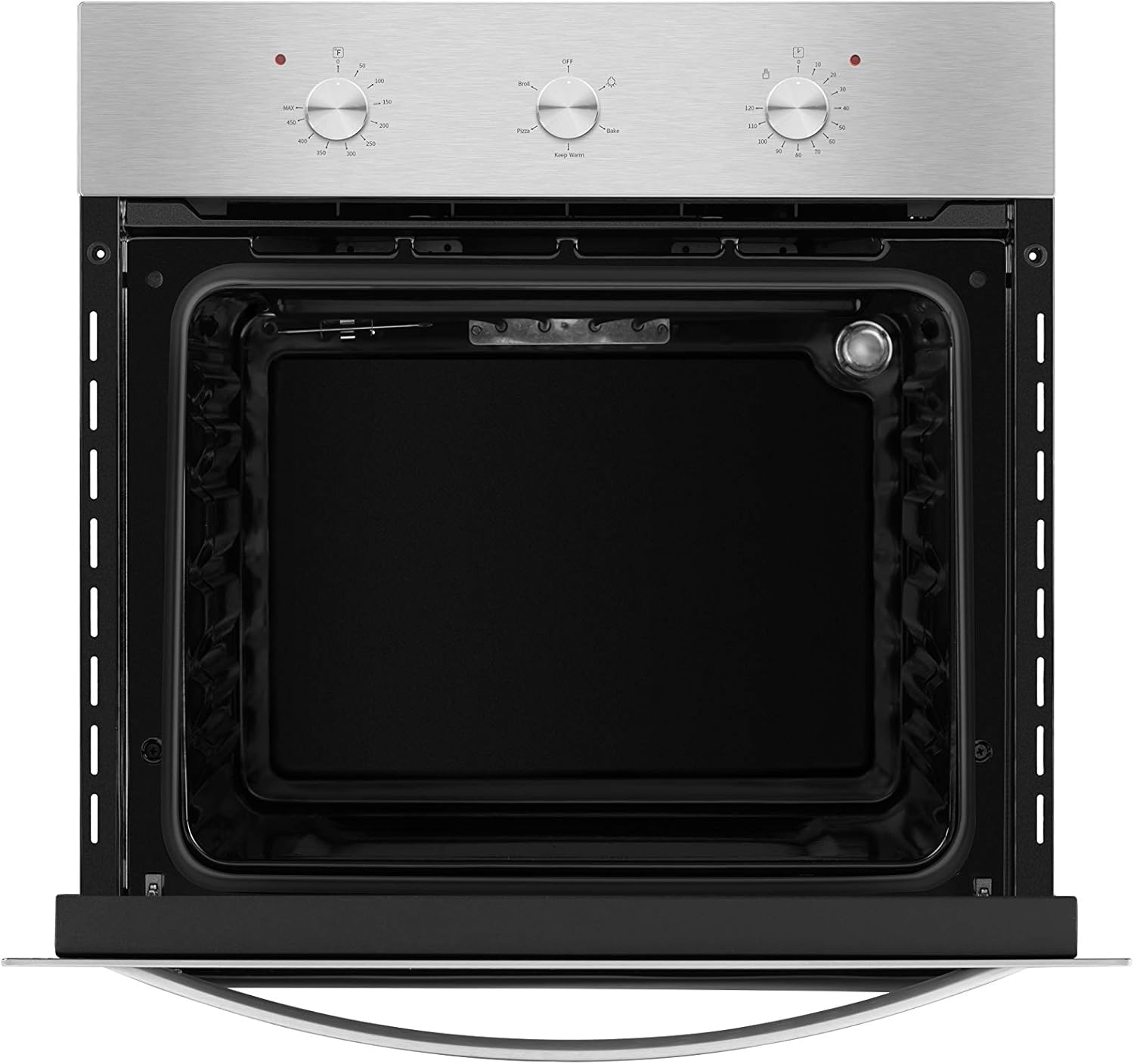 Empava Electric Single Wall Oven with 6 Cooking Functions Mechanical Knobs Control in Stainless Steel 24 Inch, XB14, Black