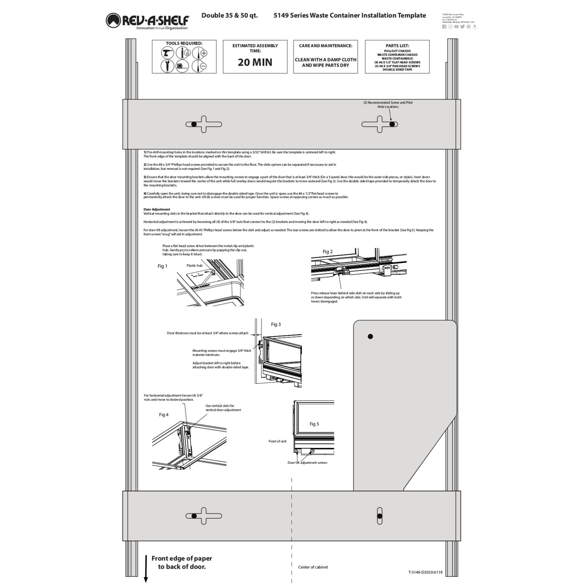 Rev-A-Shelf Double Trash Pullout 35 Quart-Silver 5149-18DM-217