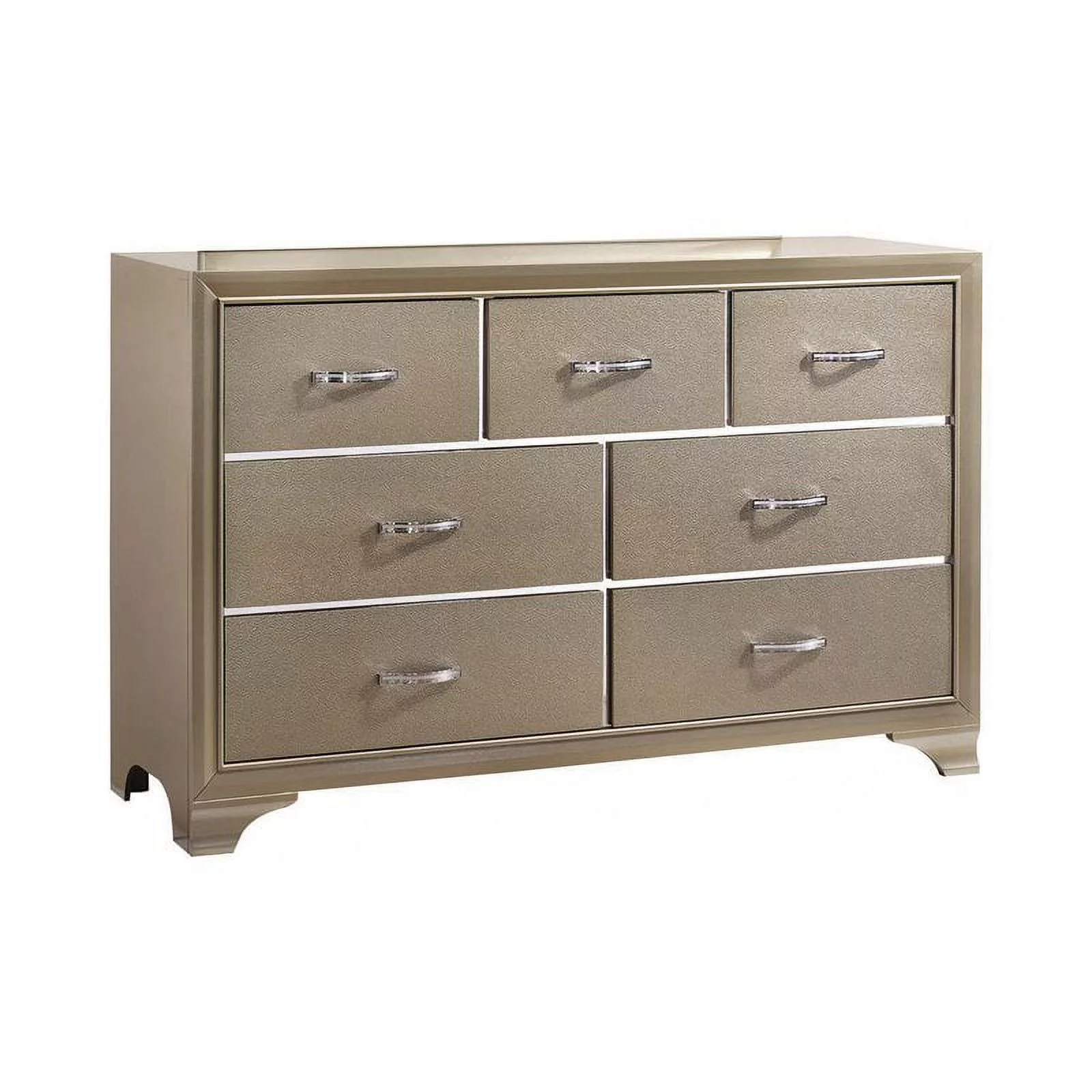 Maklaine Contemporary 5-piece Queen Wood Bedroom Set in Champagne Gold
