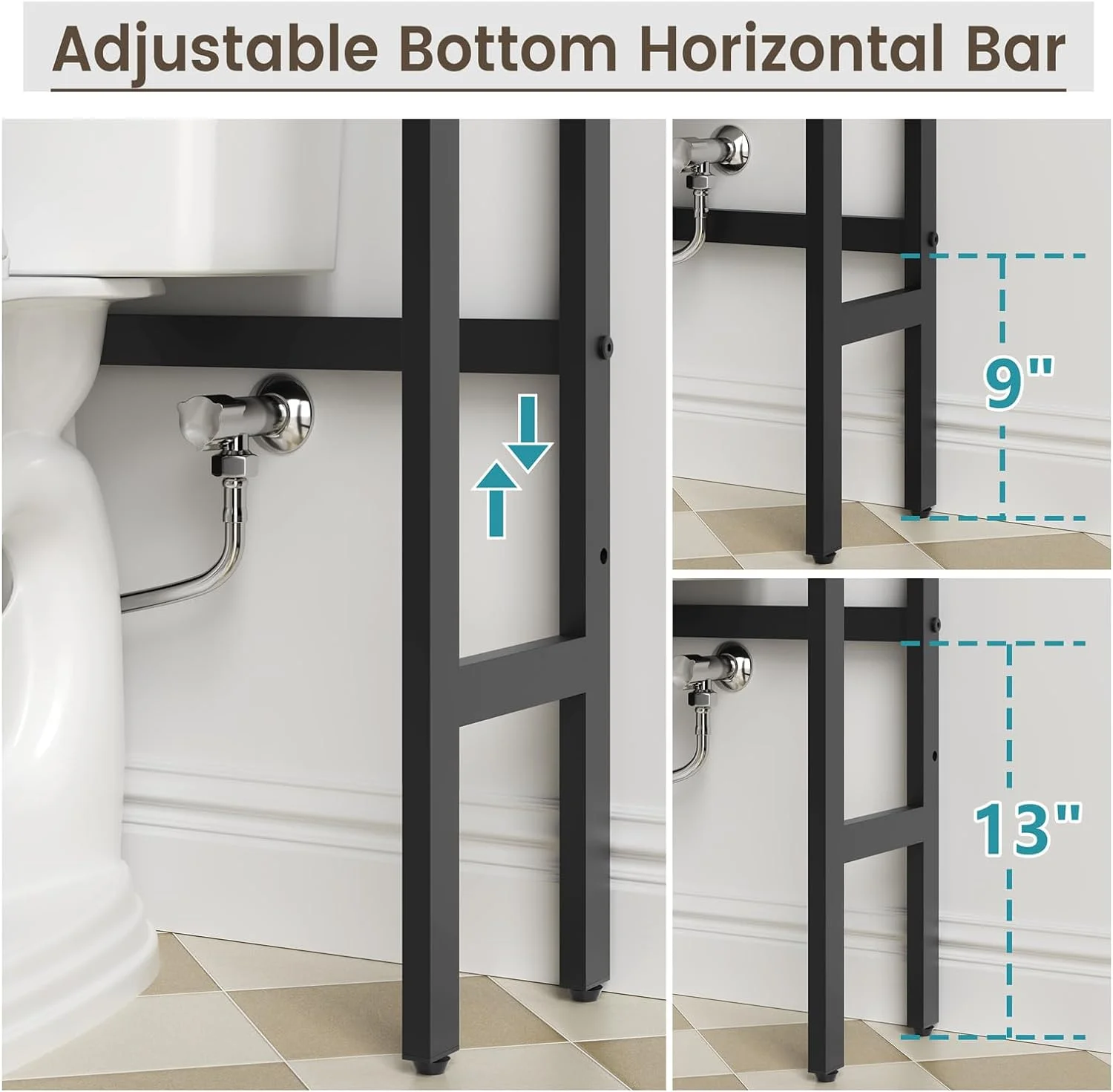 FJU Over The Toilet Cabinet for Bathroom Storage, Over Toilet Storage Cabinet, Above Toilet Storage with 2 Doors and Adjustable Shelf Space Saver Cabinet Over Toilet Bathroom Organizer ()