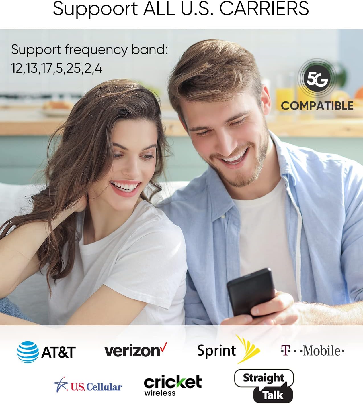 Amazboost Cell Phone Booster For Home Up to 2,500 sq ft| Cell Phone Signal Booster Kit | Boosts 3G/4G/5G LTE Data | Compatible with All US Carriers AT&T, Verizon, T-Mobile, Sprint& More | FCC Approved