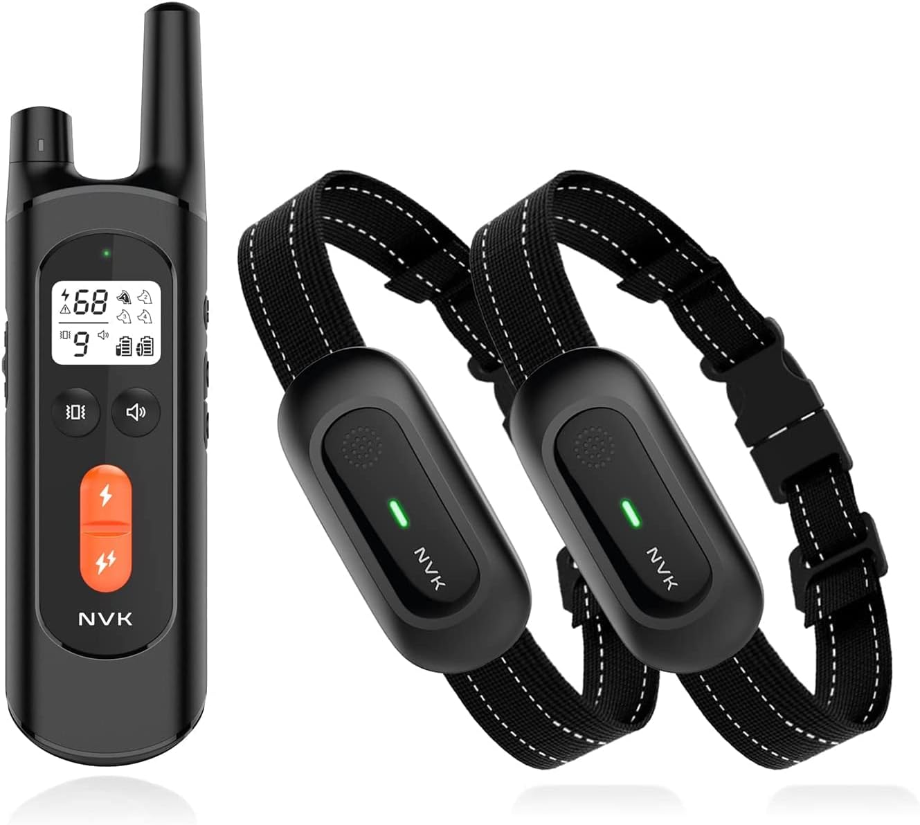NVK Shock Collars for Dogs with Remote - Rechargeable Dog Training Collar for Large Medium Small Dogs with 3 Modes, Beep, Vibration and Shock, Waterproof, 1600Ft Remote Range,Adjustable Shock Levels Pack of 2