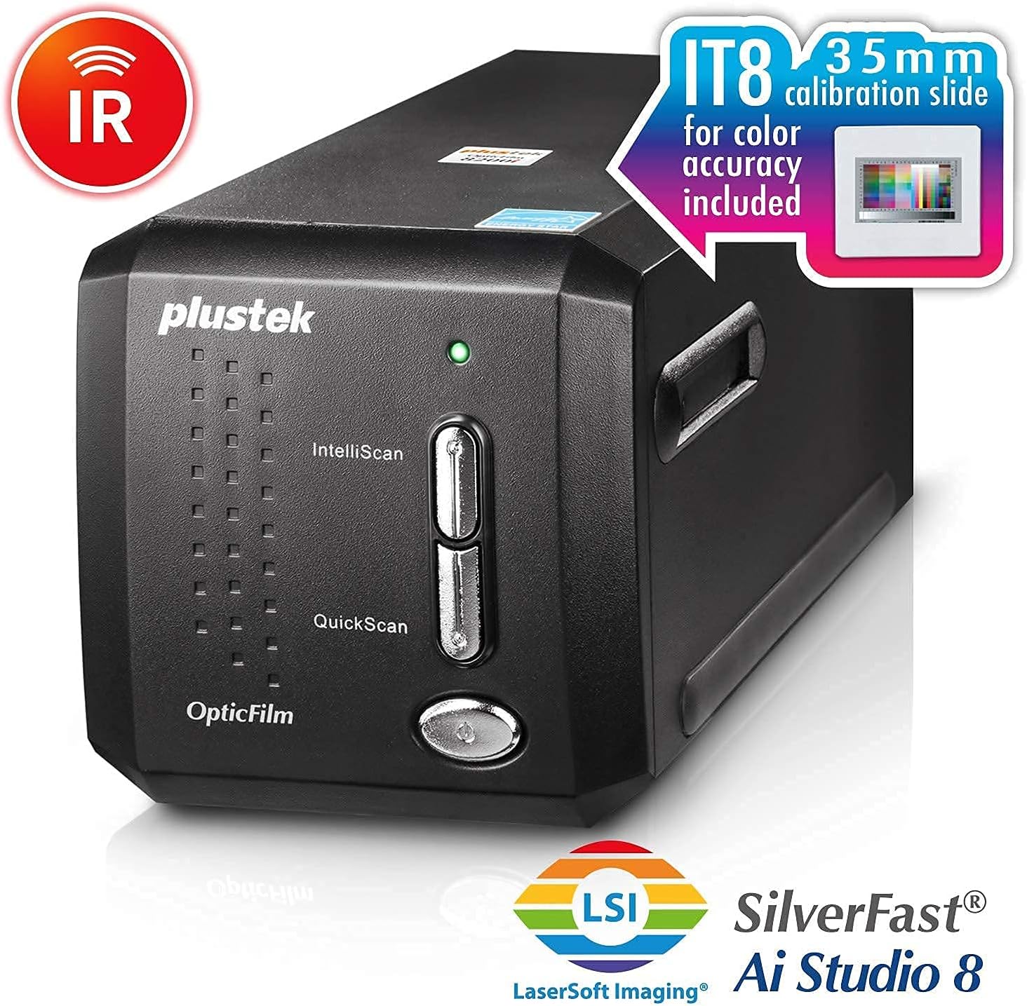 Plustek OpticFilm 8200i Ai Film & Slide Scanner Converter + 35mm Mounted Slide Holders kit x 2