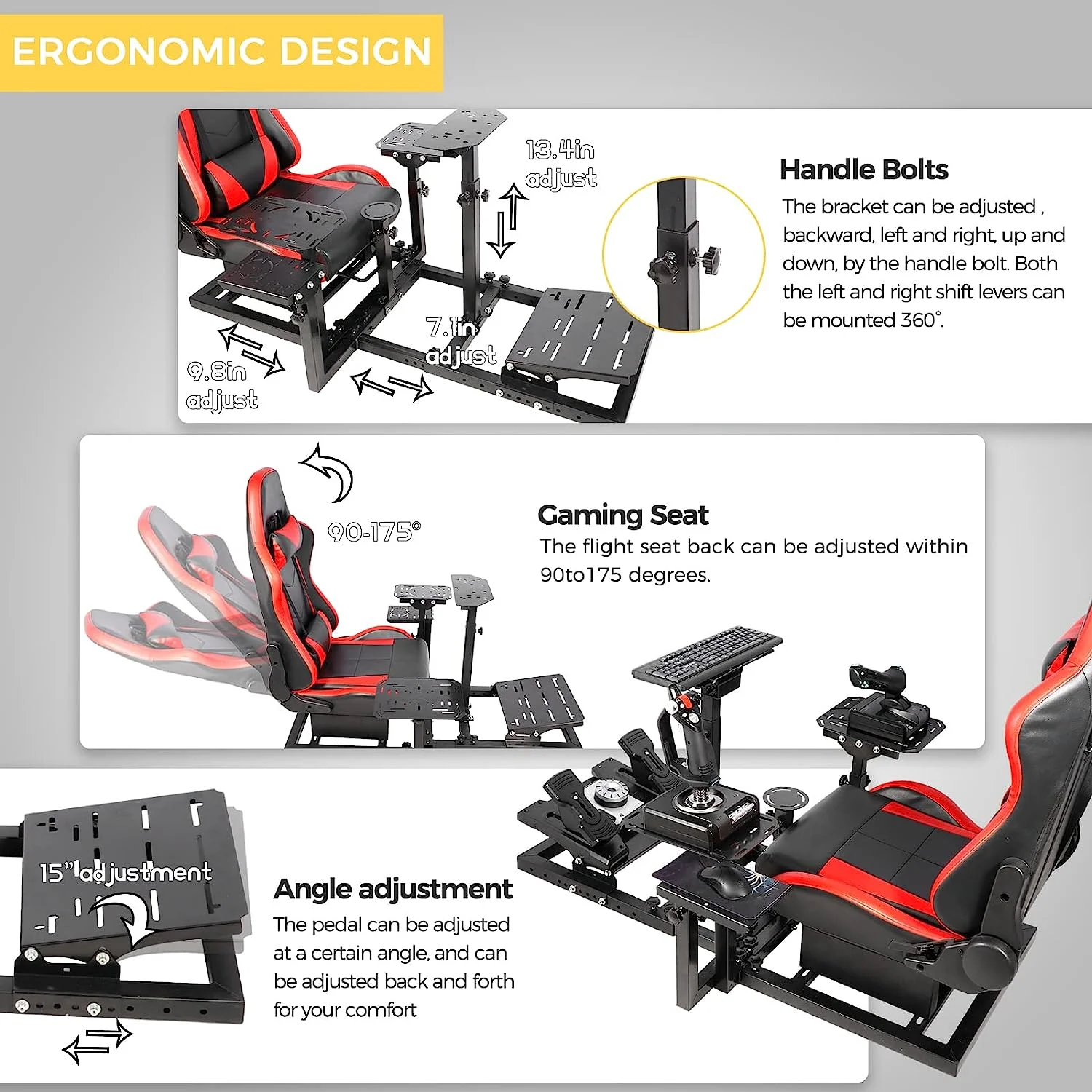 Marada Flight Racing Simulator Cockpit with Game Seat Fit for Thrustmaster HOTAS Warthog Excluding Electronics