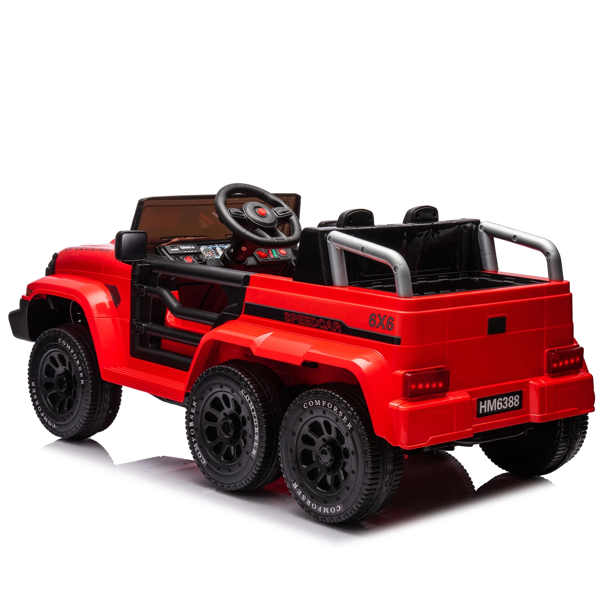 24V 4WD Ride on Car Truck w/Remote Control, Ride on Car for Kids Battery Powered, with Storage Function, Music and Lights, Five-Point Safety Belt, Rocking Chair Mode for Boys and Girls Red - Curated Treasures Market