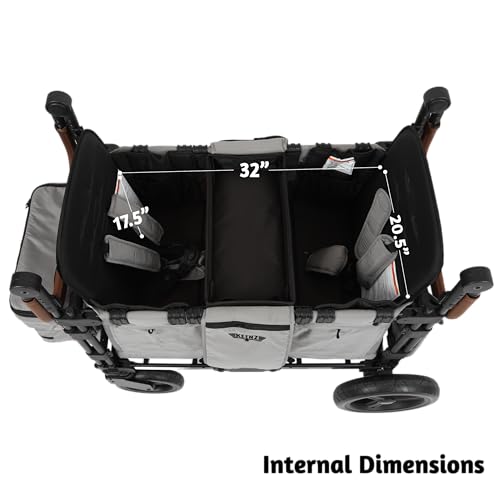Keenz XC 2.0 - Luxury Comfort Stroller Wagon | Foldable 2 Passenger Double Seater with Adjustable Canopy | Cream