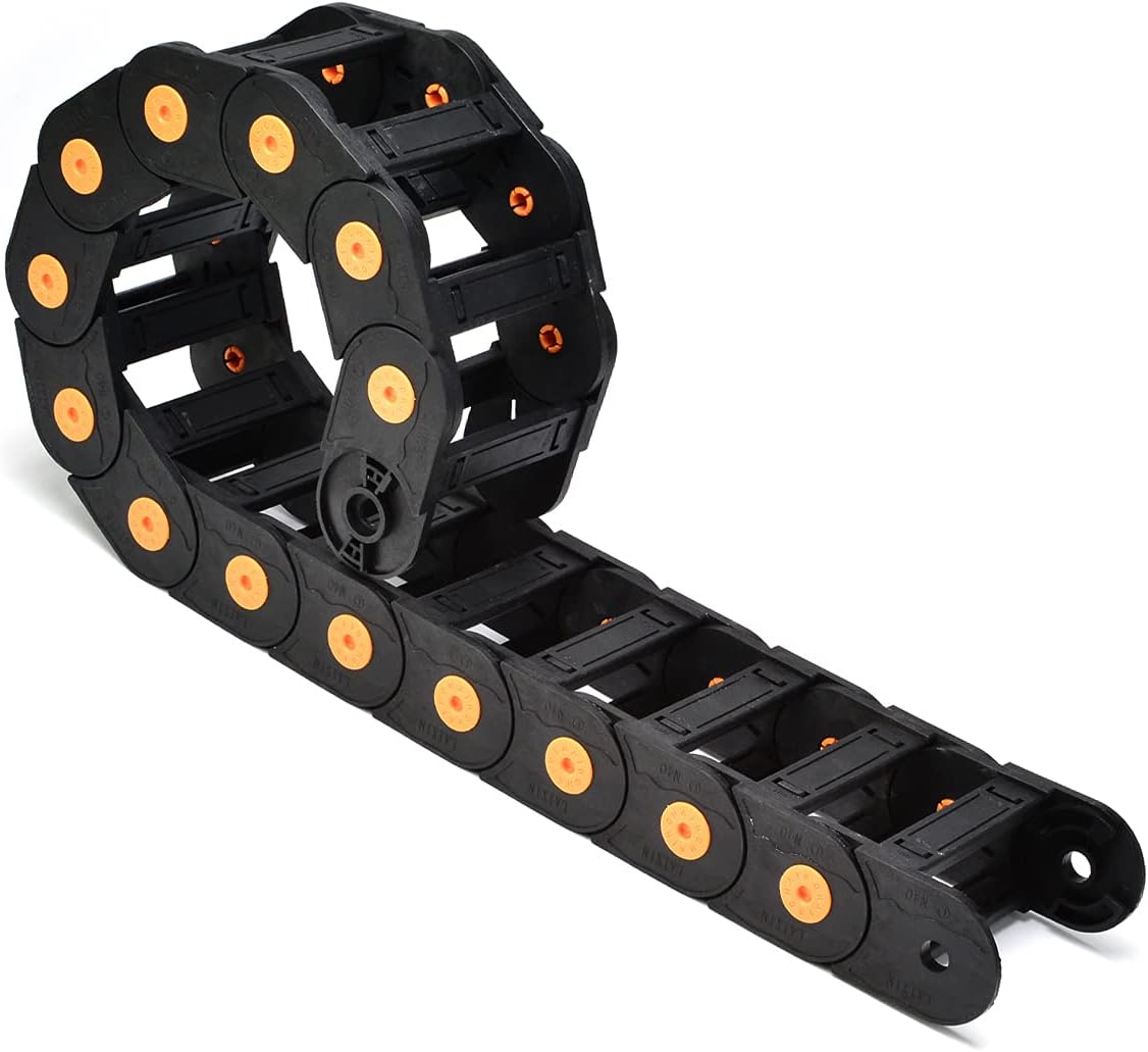 Fielect Drag Chain Cable Carrier Open Type with End Connectors R100 35X100mm 1 Meter Plastic for Electrical CNC Router Machines Black 1Pcs