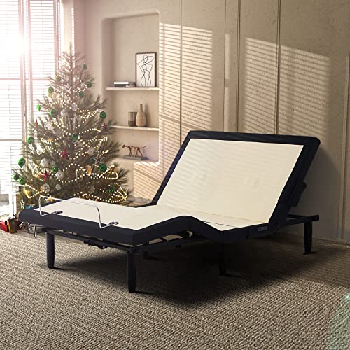 Pro Full Adjustable Bed Frame, Adjustable Bed Base with Back&Leg Massage/Wireless Remote&Bluetooth APP/Under Bed Lighting/USB Ports/Back&Foot Incline/Anti Snore/Easy Assembly